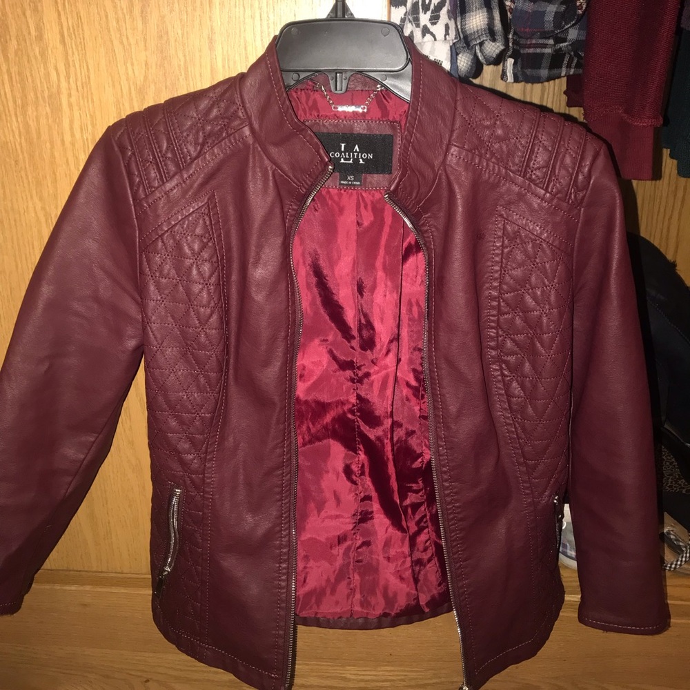 LA Coalition burgundy leather jacket